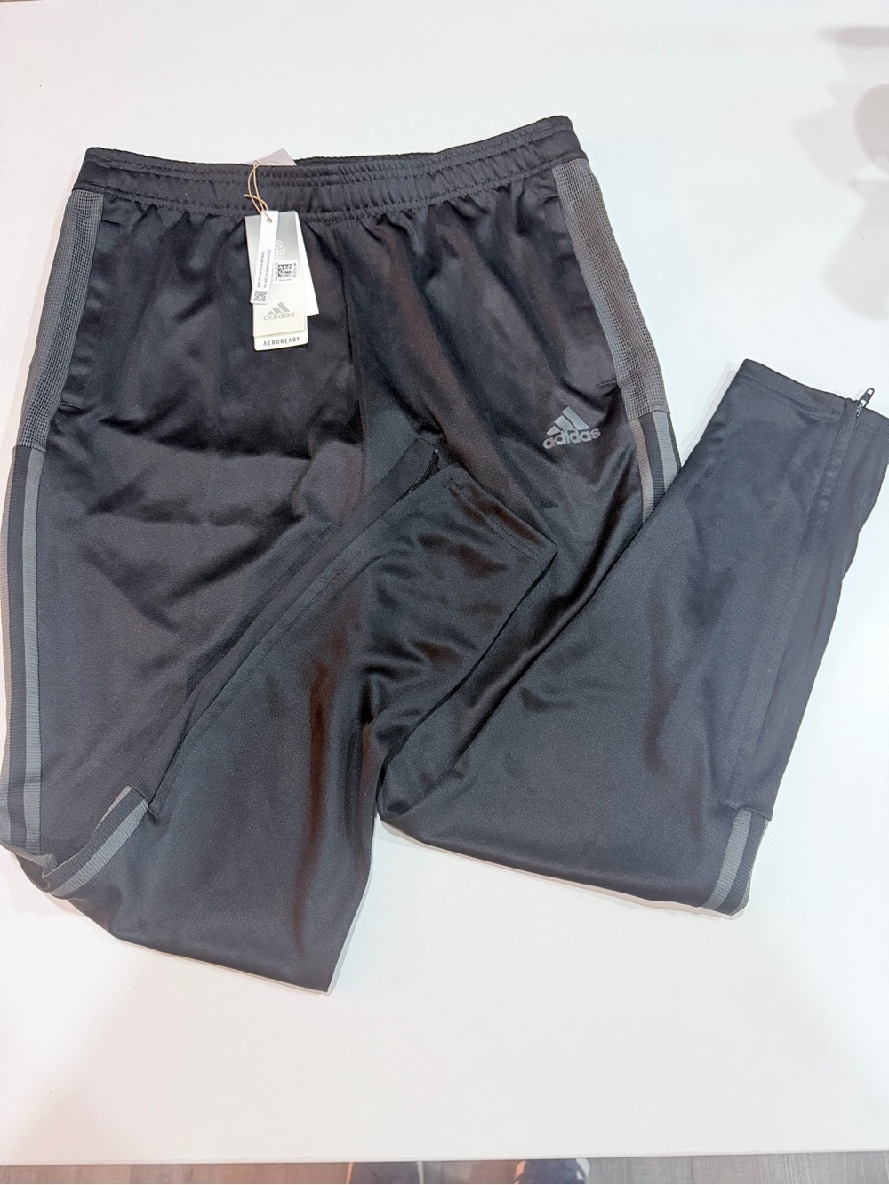 adidas Black Athletic Pants with Grey Logo Tag